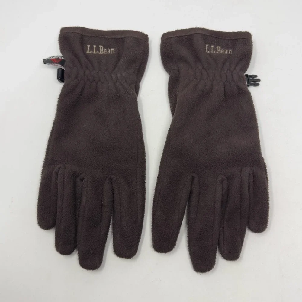 LL‎ Bean Polartec Fleece Gloves Women's Small Brown Reinforced Palm 0AFX9